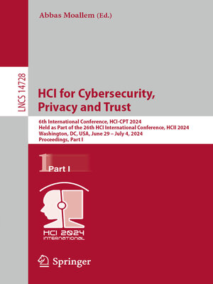 cover image of HCI for Cybersecurity, Privacy and Trust